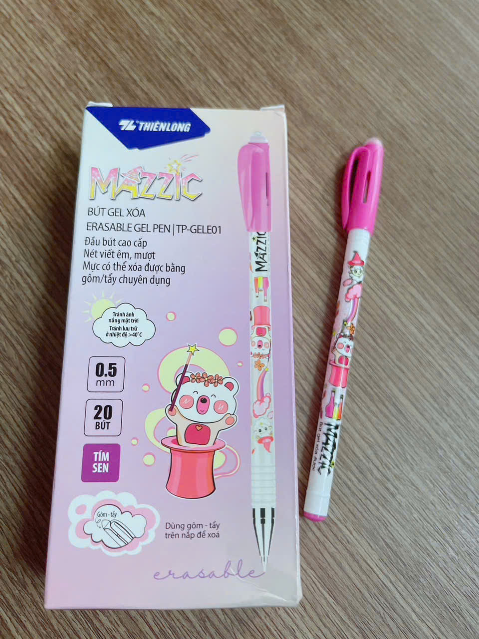 Bút viết gel xoá được màu Tím - Xanh Thiên Long